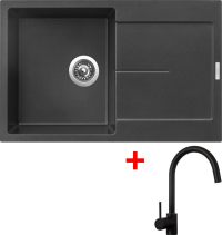 Granitový dřez Sinks ULTIMA 790 Metalblack + Vitalia černá matná G11974