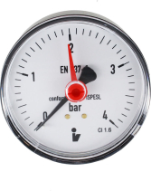 Klum Tlakoměr 63 mm, 0 - 4bar, zadní vývod 1/4" PR3019