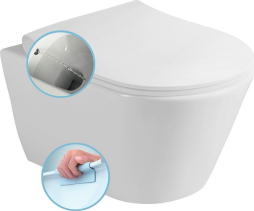 Sapho AVVA CLEANWASH závěsná WC mísa, Rimless, s bidetovou sprškou, 35, 5x53cm, bílá 100312