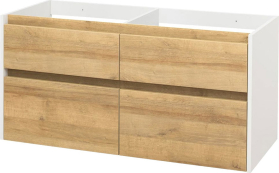 Mereo Opto, koupelnová skříňka 121 cm, bílá/dub Riviera CN933S