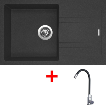Granitový dřez Sinks LINEA 780 Granblack + Elasta nerez/černá G20730