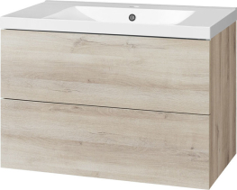 Mereo Aira, koupelnová skříňka s umyvadlem z litého mramoru 81 cm, dub Kronberg CN721M