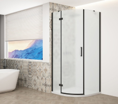 Gelco TRINITY BLACK čtvrtkruhový sprchový kout 900x900mm, matné sklo, levé GT6590ML-B