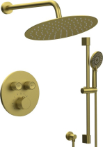 Sapho SMART SELECT podomítkový sprchový set s termostatickou baterií, 2 výstupy, posuvný držák sprchy, zlato mat RP032GB-02