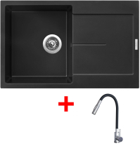 Granitový dřez Sinks ULTIMA 790 Pureblack + ELASTA S nerez/černá G25326