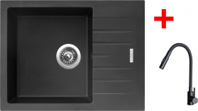 Granitový dřez Sinks PERFECTO 650 Pureblack + ELASTA S černá matná G24826