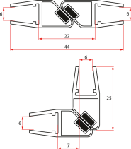 Gelco Set magnetických těsnění pro sklo 6/6mm, 1900mm NDGL04