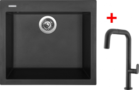 Granitový dřez Sinks CUBE 560 Nanoblack+EVA P Nanoblack G184N6