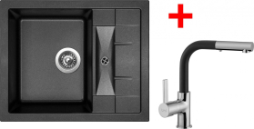 Granitový dřez Sinks CRYSTAL 615 Metalblack+ENIGMA S GR CR61574ENSGR74