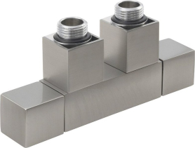 Sapho CUBE TWIN připojovací sada ventilů pro středové připojení, nerez mat CP582S
