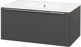Mereo Mailo, koupelnová skříňka s keramickým umyvadlem 81 cm, antracit, chrom madlo CN536