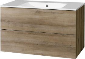 Mereo Aira, koupelnová skříňka s keramickým umyvadlem 101 cm, dub Halifax CN742