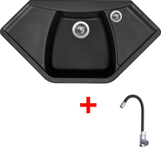Granitový dřez Sinks NAIKY 980 Pureblack + Elasta nerez/černá G23426