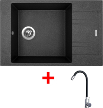 Granitový dřez Sinks VARIO 780 Granblack + Elasta nerez/černá G21030