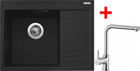 Granitový dřez Sinks RIM 650 L Metalblack + Elka G2674