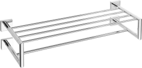 Sapho X-SQUARE polička na ručníky dvojitá s hrazdou 600x160x225mm, chrom XQ412