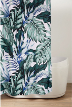 Aqualine Sprchový závěs 180x200cm, polyester, zelené listy ZV028