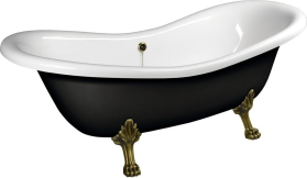 Polysan CHARLESTON volně stojící vana 188x83x69cm, nohy bronz, černá/bílá 72960
