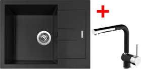 Granitový dřez Sinks AMANDA 650 Nanoblack+MIX 3 P Nanoblack G187N6