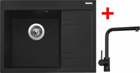 Granitový dřez Sinks RIM 650 L Metalblack + Elka černá matná G2774