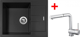 Granitový dřez Sinks AMANDA 650 NANO Nanoblack+MIX 3 P AM650N6MI3PCL