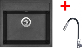 Granitový dřez Sinks SOLO 560 Metalblack + ELASTA S nerez/černá G24174