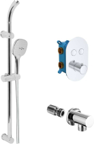 Mereo Vanový set s termostatickou podomítkovou tlačítkovou baterií - 2-cestná - oválný kryt CB60106TB1