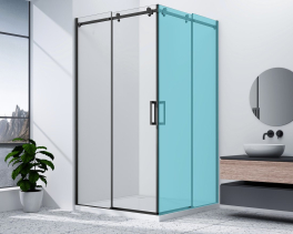 Gelco DRAGON BLACK sprchové posuvné dveře rohový vstup 900mm, čiré sklo GD4290B