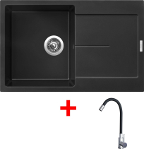 Granitový dřez Sinks ULTIMA 790 Pureblack + Elasta nerez/černá G21926