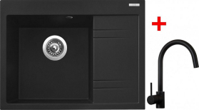 Granitový dřez Sinks RIM 650 L Metalblack + Vitalia černá matná G2374