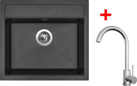 Granitový dřez Sinks SOLO 560 Metalblack + ARCO celonerezová G24074