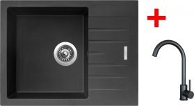 Granitový dřez Sinks PERFECTO 650 Pureblack + ARCO černá matná G24426