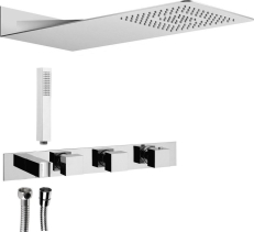 Sapho Podomítkový sprchový set s termostatickou baterií a držákem ruční sprchy, 2 výstupy, hranatá, chrom MB453-01
