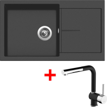 Granitový dřez Sinks INFINITY 860 Nanoblack+MIX 3 P Nanoblack G195N6