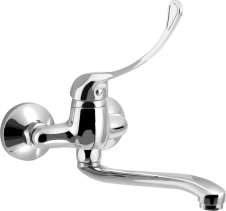 Aqualine AQUALINE 35 nástěnná baterie, rozteč 100mm, lékařská páka, ramínko ploché zvýšené, 220mm, chrom 52044