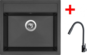 Granitový dřez Sinks SOLO 560 Pureblack + ELASTA S černá matná G24226