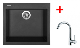 Granitový dřez Sinks CUBE 560 NANO Nanoblack+MIX 35 CU560N6MI35CL