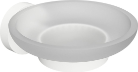Sapho X-ROUND WHITE mýdlenka, mléčné sklo, bílá mat XR803W