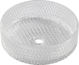 Sapho MARAGUA skleněné gravírované umyvadlo na desku Ø 39, 5 cm, čirá TY214CL
