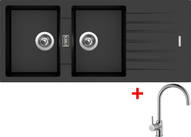 Granitový dřez Sinks PERFECTO 1160 DUO Metalblack + Vitalia G17074