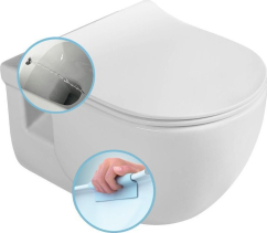 Sapho BRILLA CLEANWASH závěsná WC mísa s bidetovou sprškou, Rimless, 36, 5x53cm, bílá 100612