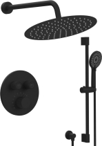 Sapho SMART SELECT podomítkový sprchový set s termostatickou baterií, 2 výstupy, posuvný držák sprchy, černá mat RP032B-02