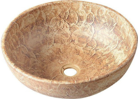 Sapho PRIORI keramické umyvadlo na desku, Ø 41 cm, hnědá se vzorem PI010