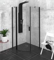 Polysan ZOOM BLACK čtvrtkruhová sprchová zástěna 900x900mm, čiré sklo, levá ZL2615BL