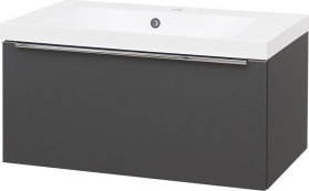 Mereo Mailo, koupelnová skříňka s umyvadlem z litého mramoru 81 cm, antracit, chrom madlo CN536M