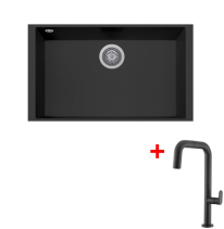 Granitový dřez Sinks CUBE 690U Nanoblack + EVA P Nanoblack G266N6