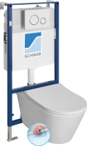 AVVA závěsné WC Rimless s podomítkovou nádržkou a tlačítkem Schwab, bílá 100314-SET5
