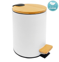 Aqualine BAMBUS odpadkový koš kulatý 3l, Soft Close, bílá mat BI006