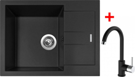 Granitový dřez Sinks AMANDA 650 Nanoblack+MIX 35 Nanoblack G186N6