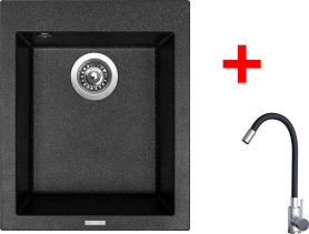 Granitový dřez Sinks CUBE 410 Granblack + Elasta nerez/černá G22630
